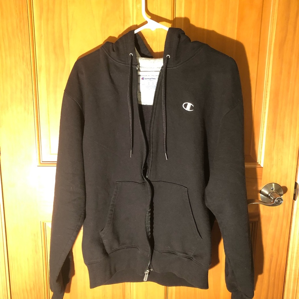 Black/grey champion hoodie